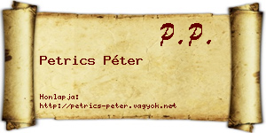 Petrics Péter névjegykártya